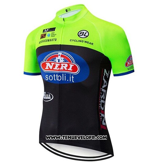 2019 Maillot Ciclismo Neri Italie Vert Noir Manches Courtes et Cuissard